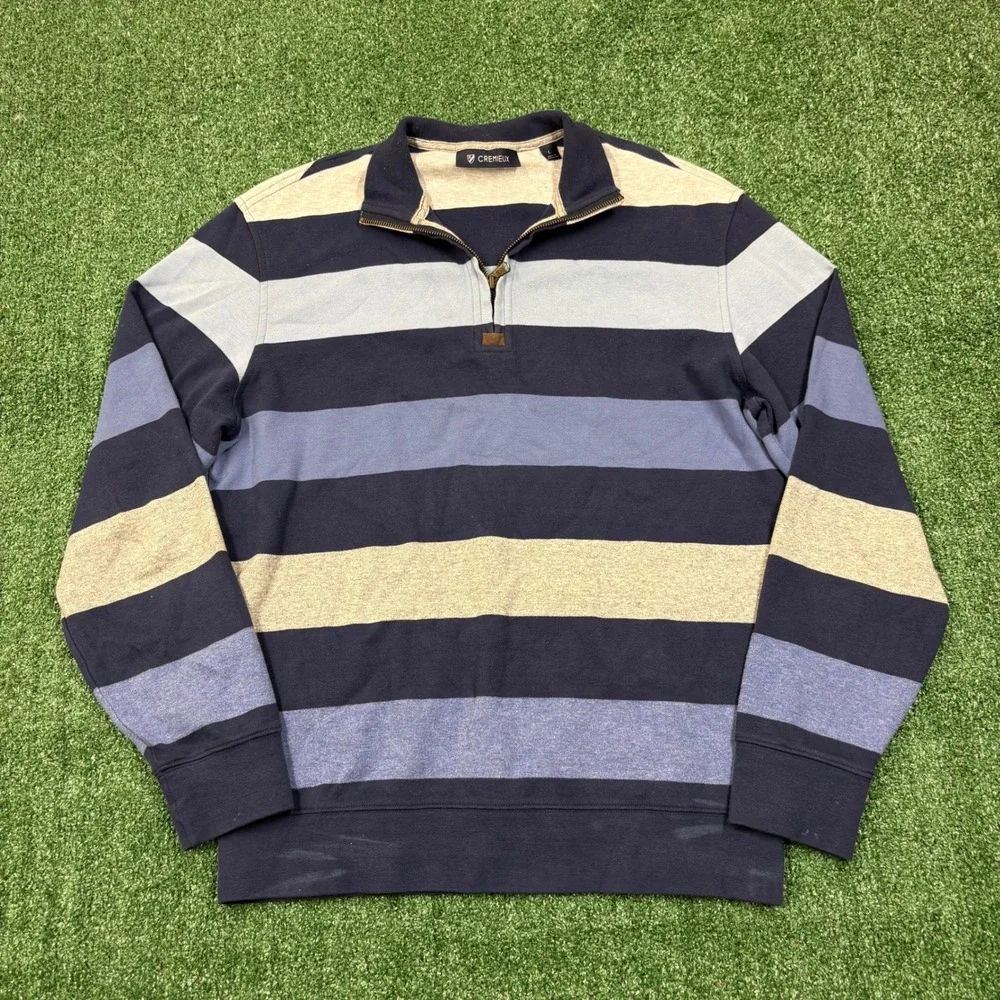 Y2K Cremieux Quarter Zip Striped Sweatshirt
